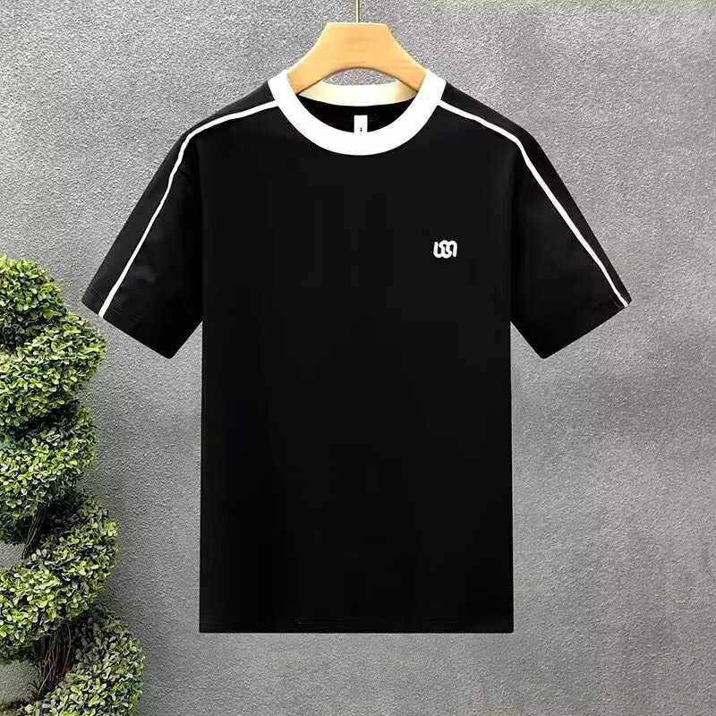 2026年夏季新款潮流男士百搭休闲拼接短袖T恤上衣半袖男潮修身帅