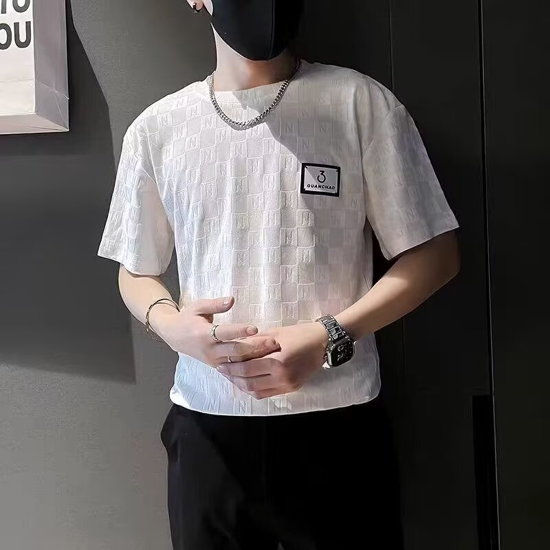 男士T恤短袖2026夏季新款体恤衫冰丝薄款半袖白色小衫潮流衣服男