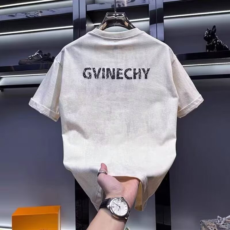 男士高端扎染字母圆领短袖t恤2026新款夏季百搭美式半袖男