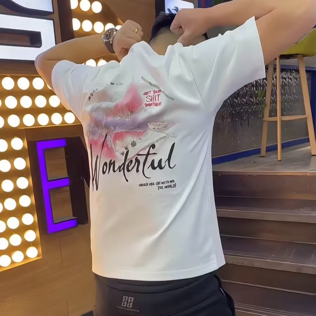 2026年新款短袖T恤男舒适透气柔软潮流上衣刺绣印花休闲体恤衫