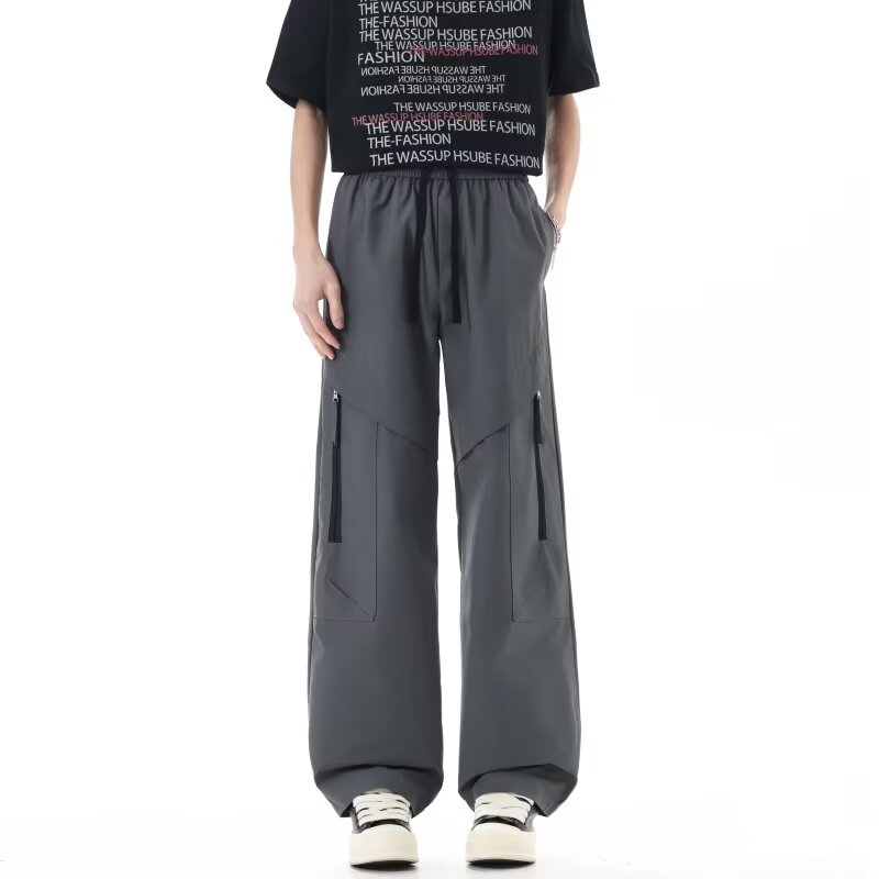 直筒休闲长裤子男生宽松阔腿冲锋中学生青少年春秋季新款运动工装