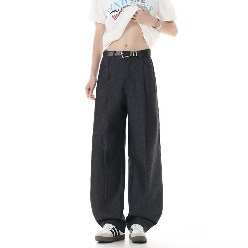 高个子弯刀休闲裤子男款春秋季潮牌宽松直筒加长运动卫裤青少年