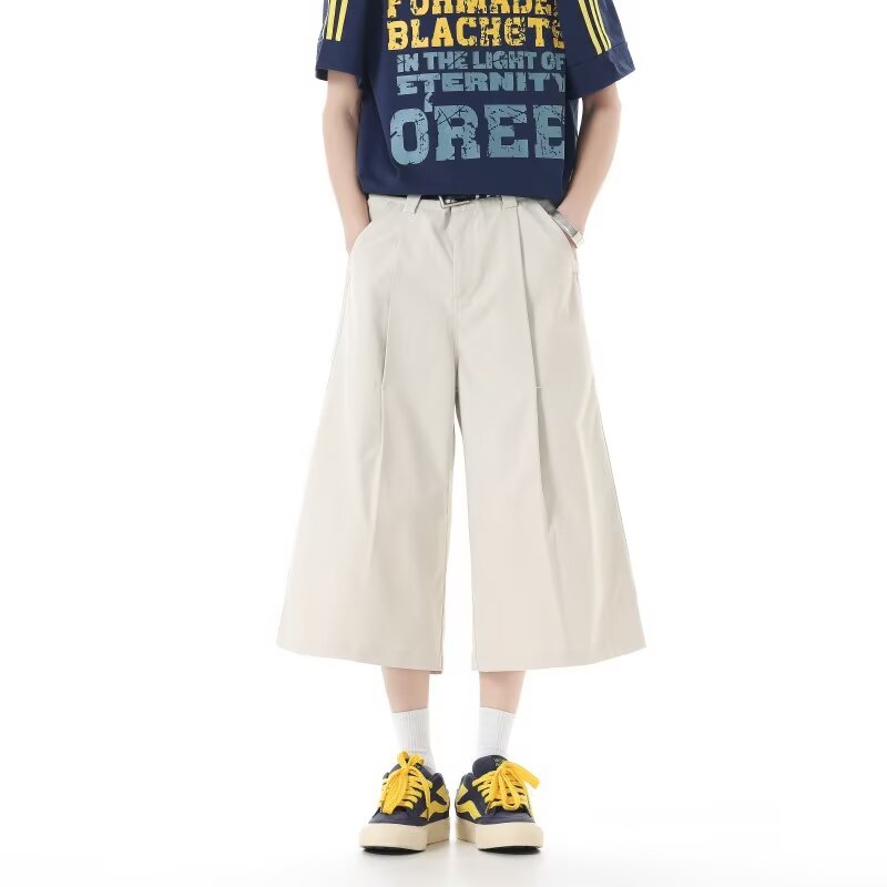 美式复古五分裤子女夏2026新款宽松垂感休闲阔腿工装运动白色短裤