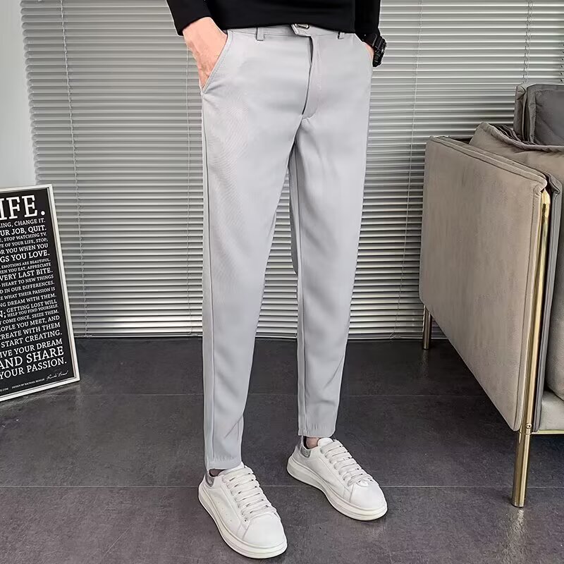 九分裤男修身夏季款直筒透气休闲裤子男士2026新款男生西裤气质