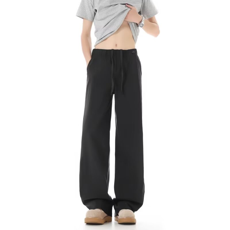 春秋冬季美式裤子复古弯刀裤常规卫裤宽松休闲裤阔腿运动长裤