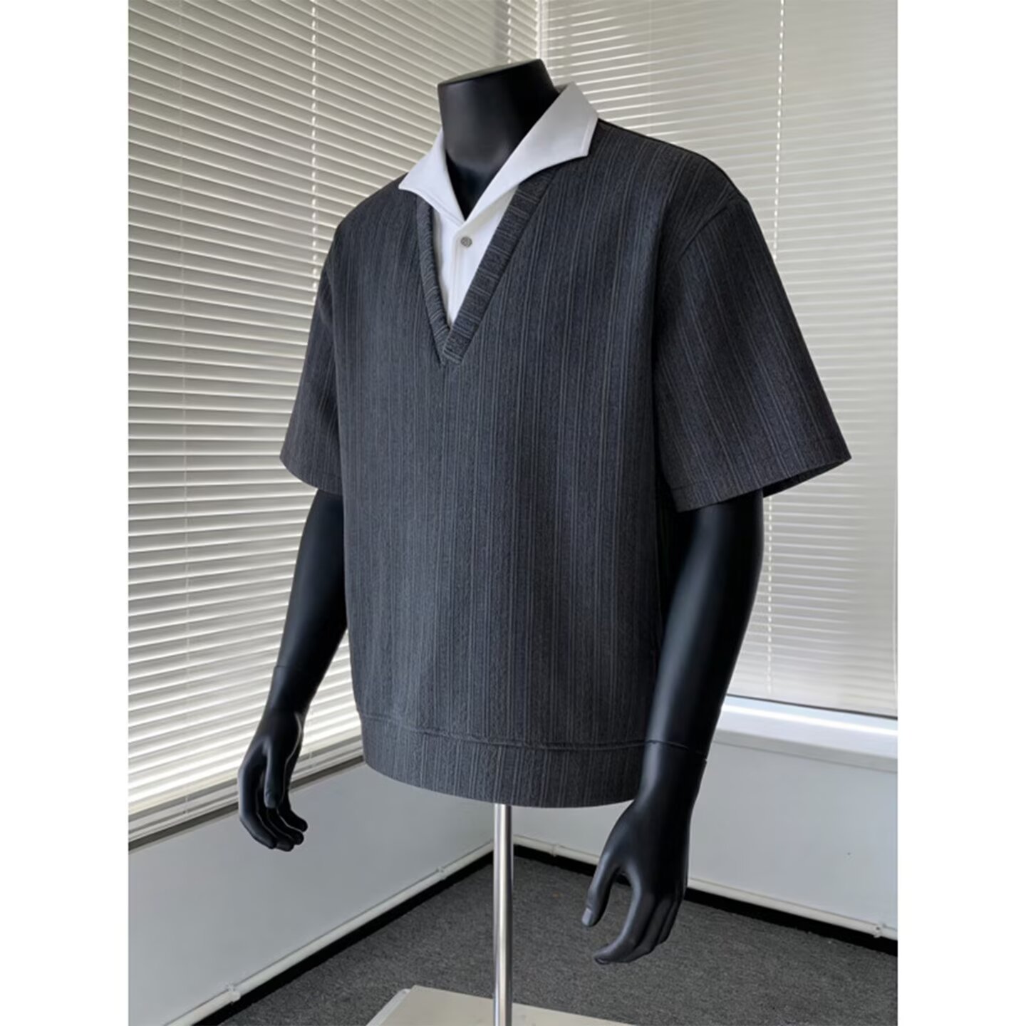 假两件polo领短袖男女夏季2026新款宽松设计感情侣半袖T恤