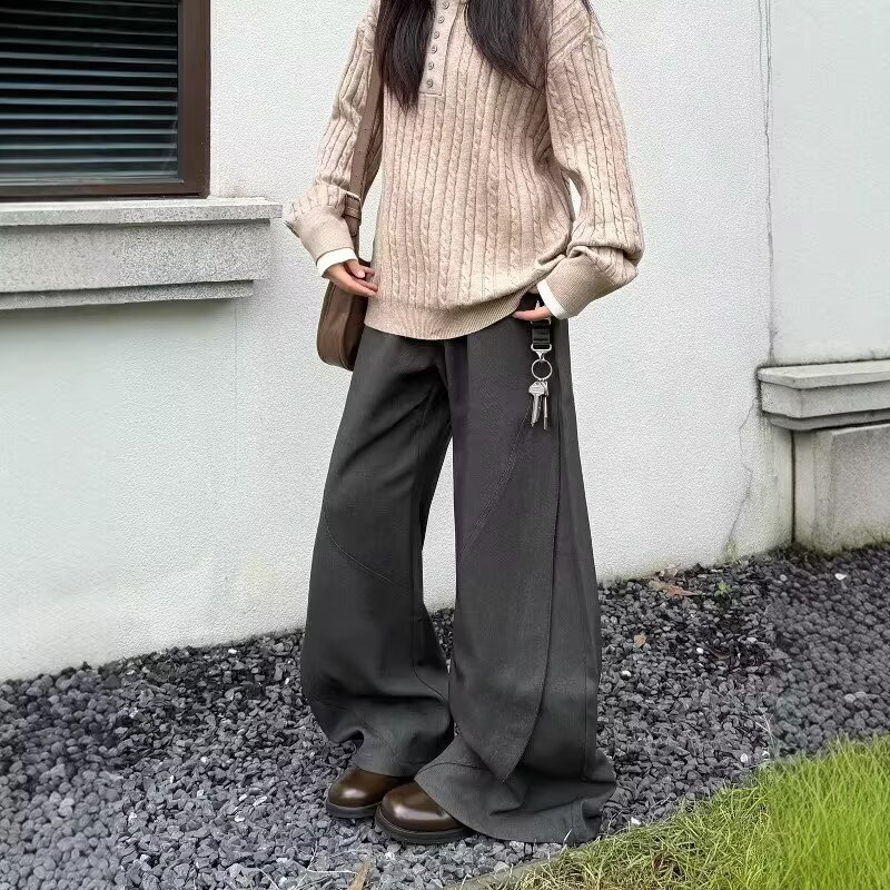 2026春季美式cleanfit立体剪裁休闲西裤男宽松通勤垂坠压褶长裤