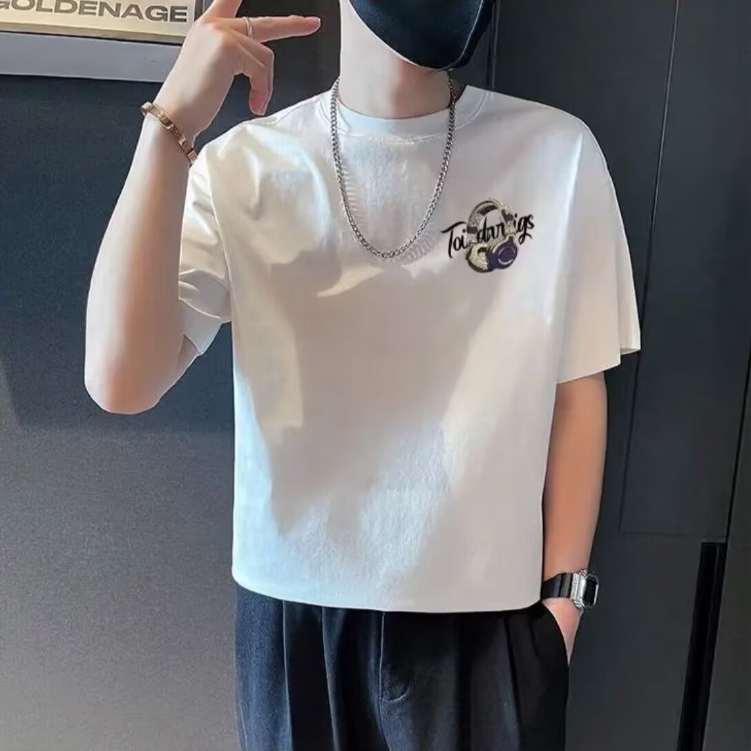 网红潮牌男士短袖t恤男圆领上衣印花美式高街潮流休闲ins夏季