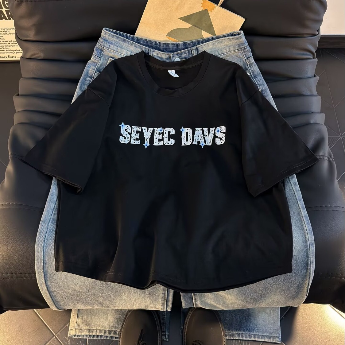 2026新款美式字母标语短袖T恤男女夏亲肤透气宽松情侣半袖上衣