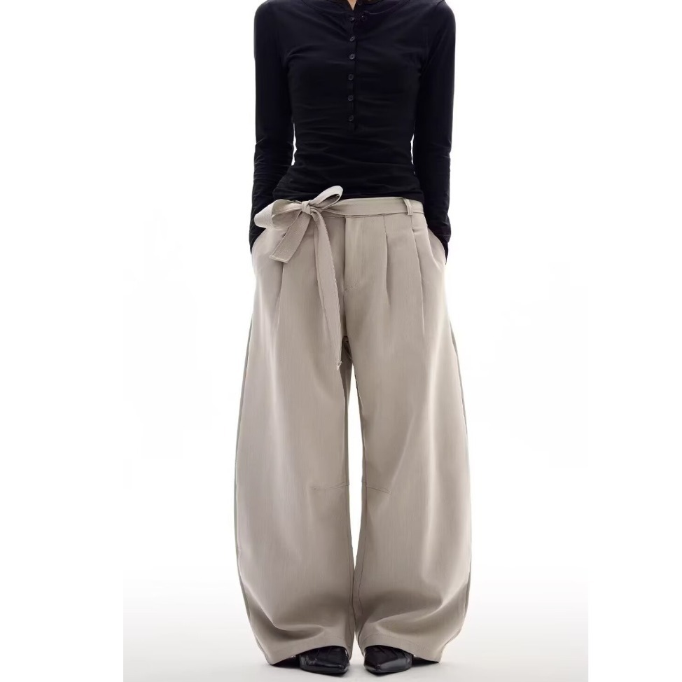 2026美式复古蝴蝶结垂感水洗直筒裤男宽松百搭阔腿长裤